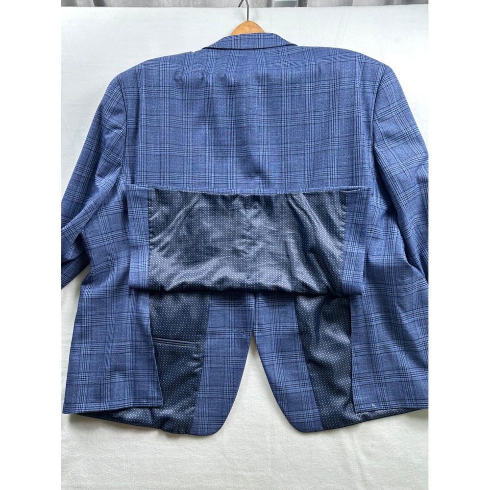 Shaquille Oneal XLG Mens Blue Plaid Suit Separate Blazer Jacket - Picture 8 of 12